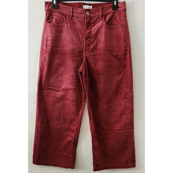 Loft 552423 Women's size 32/14 Maroon Velvet Wide Leg Trousers Pants (C4) - Picture 1 of 8